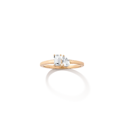 Aurate New York Toi Et Moi Gemstone Mini Classic Ring In White