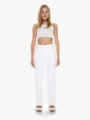 Mother The Hustler Patch Pocket Raw Hem High Waist Ankle Flare Jeans In White