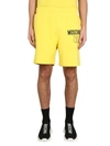 Moschino Couture Bermuda With Logo In Yellow