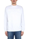 Moschino Ribbed Crew Neck Sweater In White