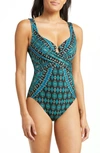 MIRACLESUIT AMARNA ESCAPE CRISSCROSS UNDERWIRE ONE-PIECE SWIMSUIT