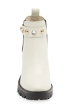 Karl Lagerfeld Pola Imitation Pearl Chelsea Bootie In Bone