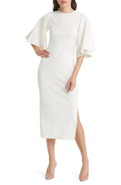 Ted Baker Lounia Fluted Sleeve Bodycon Midi Dress In White