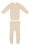 Maniere Manière Cable Knit Cotton Top & Leggings Set In Pink