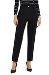 River Island Button High Waist Cigarette Trousers In Black