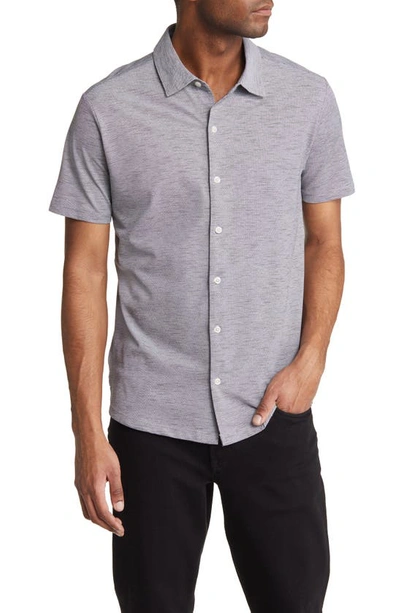 Robert Barakett Whitner Cotton Blend Knit Button-up Shirt In Charcoal