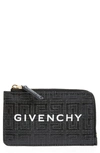 GIVENCHY G CUT ZIP COATED CANVAS & LEATHER CARD CASE