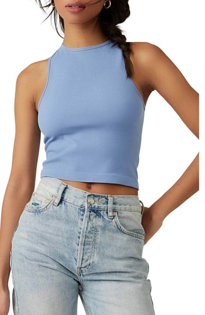 Free People Hayley Racerback Brami Crop Top In Chambray