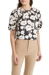 TED BAKER LUCIANI FLORAL CINCH SLEEVE TOP