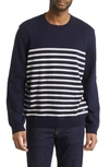 Apc A.p.c Mens Striped Cotton And Wool Pullover In Blue