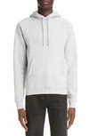 Saint Laurent Logo Stretch Cotton Hoodie In Gris Chine