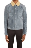 TOM FORD CALFSKIN SUEDE TRUCKER JACKET WITH GENUINE SHEARLING TRIM