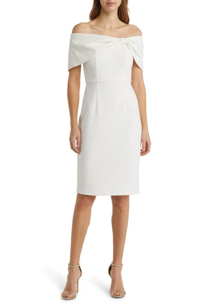 Vince Camuto Bow Collar Off The Shoulder Dress In Ivory