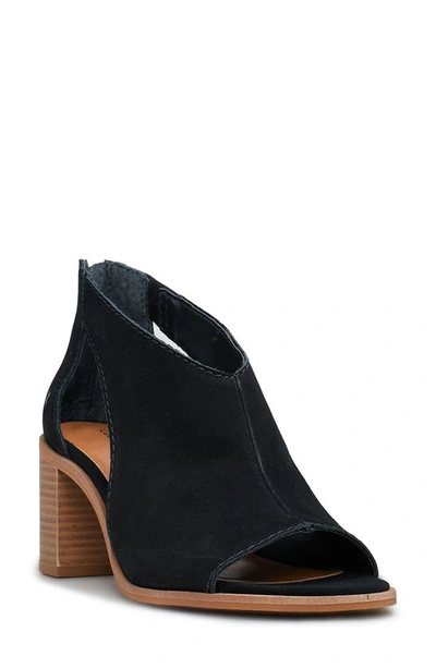 Lucky Brand Saimy Block Heel Sandal In Black Nubuck
