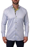 Maceoo Einstein Repeated Blue Contemporary Fit Button-up Shirt In Blue