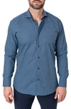 Maceoo Einstein Tonal Triangles Contemporary Fit Button-up Shirt In Blue