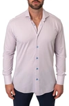 Maceoo Einstein Micropattern Stretch Contemporary Fit Button-up Shirt In Pink