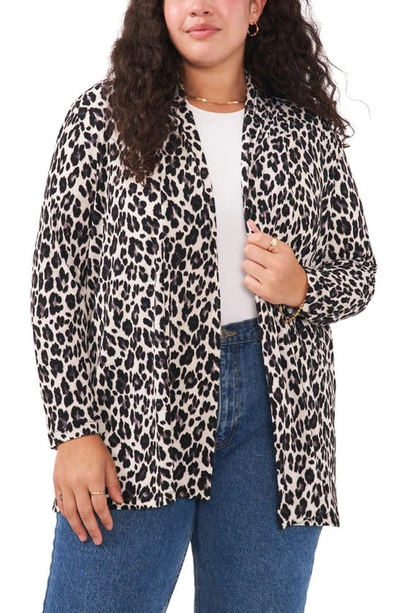 Vince Camuto Plus Size Leopard-print Cardigan In Grey Leopard
