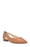 Tommy Hilfiger Velahi Pointed Toe Flat In Caramel - Faux Leather