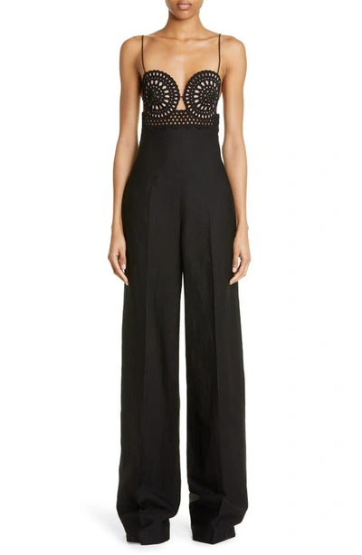 Stella Mccartney Broderie Anglaise Jumpsuit In Nero