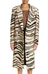 Stella Mccartney Tiger-print Padded-shoulder Regular-fit Woven Coat In Raffia