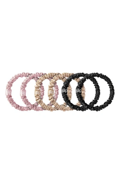 SLIP SLIP PURE SILK 6-PACK SKINNY SCRUNCHIES