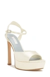 Nine West Wn Legacy 3 Womens Faux Leather Patent Platform Sandals In Ivory