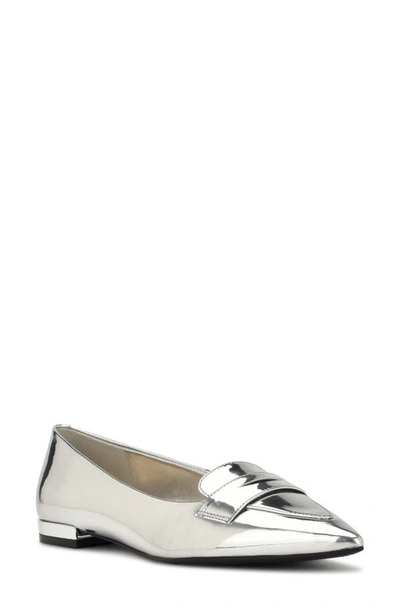 Nine West Lallin Pointed Toe Flat In Silver 040