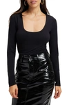 Good American Scoop Neck Long Sleeve Bodysuit In Black001