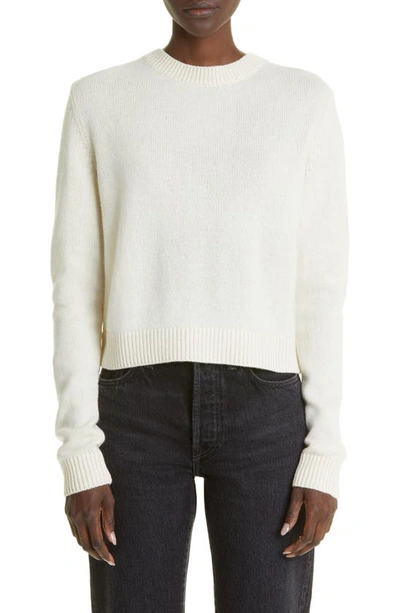 The Elder Statesman Simple Crop Cashmere Sweater In Ivory
