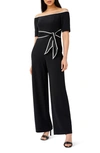 ADRIANNA PAPELL ADRIANNA PAPELL TIE WAIST KNIT CREPE JUMPSUIT