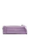BY FAR KARO LILAC PATENT SHOULDER BAG WITH EMBOSSED LOGO ALL-OVER IN LEATHER WOMAN