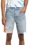 Purple Brand Tie-dye Print Denim Shorts In Multicolour Tie Dye Indigo