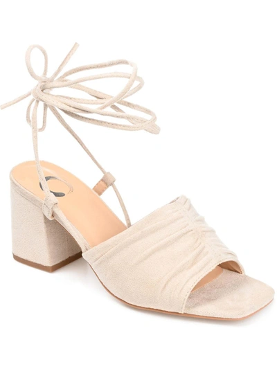 Journee Collection Felisity Vegan Lace-up Tie Pump In Sand