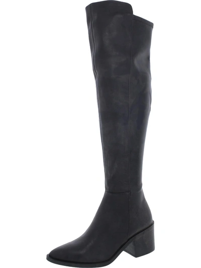 Steve Madden Allix Womens Leather Almond Toe Over-the-knee Boots In Black
