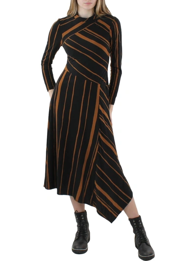 Taylor Womens Striped Long Maxi Dress In Brown