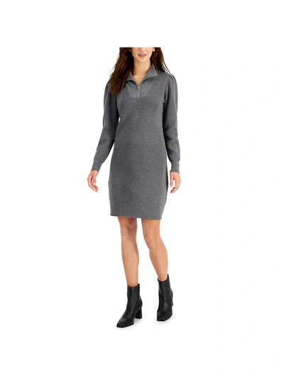 Taylor Womens 1/2 Zip Midi Sweaterdress In Grey