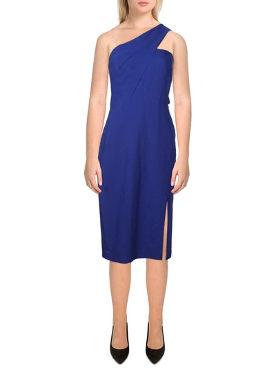 Aidan Mattox Womens Crepe One-shoulder Cocktail And Party Dress In Blue