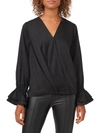VINCE CAMUTO WOMENS SATIN WRAP FRONT BLOUSE