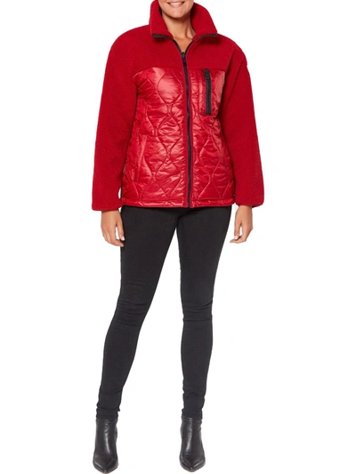 Sanctuary Womens Sherpa Lightweight Jacket In Red