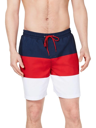 Club Room Mens Striped Colorblocked Swim Trunks In Multi