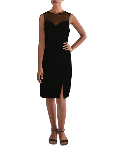 Aidan Mattox Womens Sheer Short Cocktail And Party Dress In Black