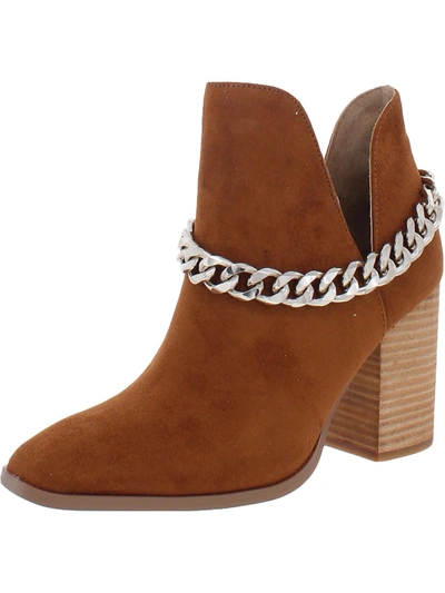 Steve Madden Linking Womens Chain Pointed Toe Ankle Boots In Brown
