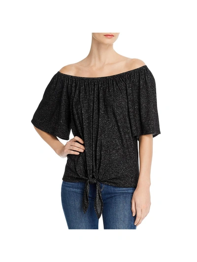 Kim & Cami Hatchi Womens Knit Off-the-shoulder Blouse In Black