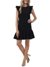 Cece Plus Size Flutter Sleeve Ruffled Dress In Black