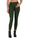 Just Black Womens Button Fly Frayed Hem Skinny Jeans In Green