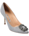 Manolo Blahnik Hangisi 70 Glitter Pump In Silver