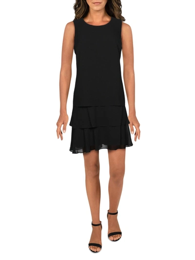 Lauren Ralph Lauren Tyree Womens Jewel Neck Layered Midi Dress In Black