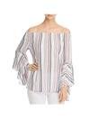 SINGLE THREAD WOMENS WOVEN STRIPED PEASANT TOP