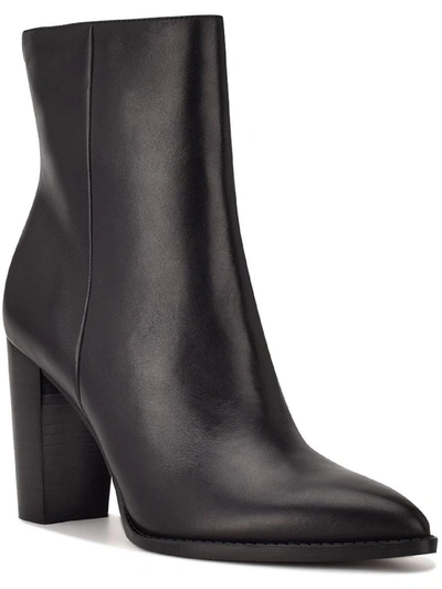 Nine West Try Me Womens Leather Pointed-toe Ankle Boots In Black